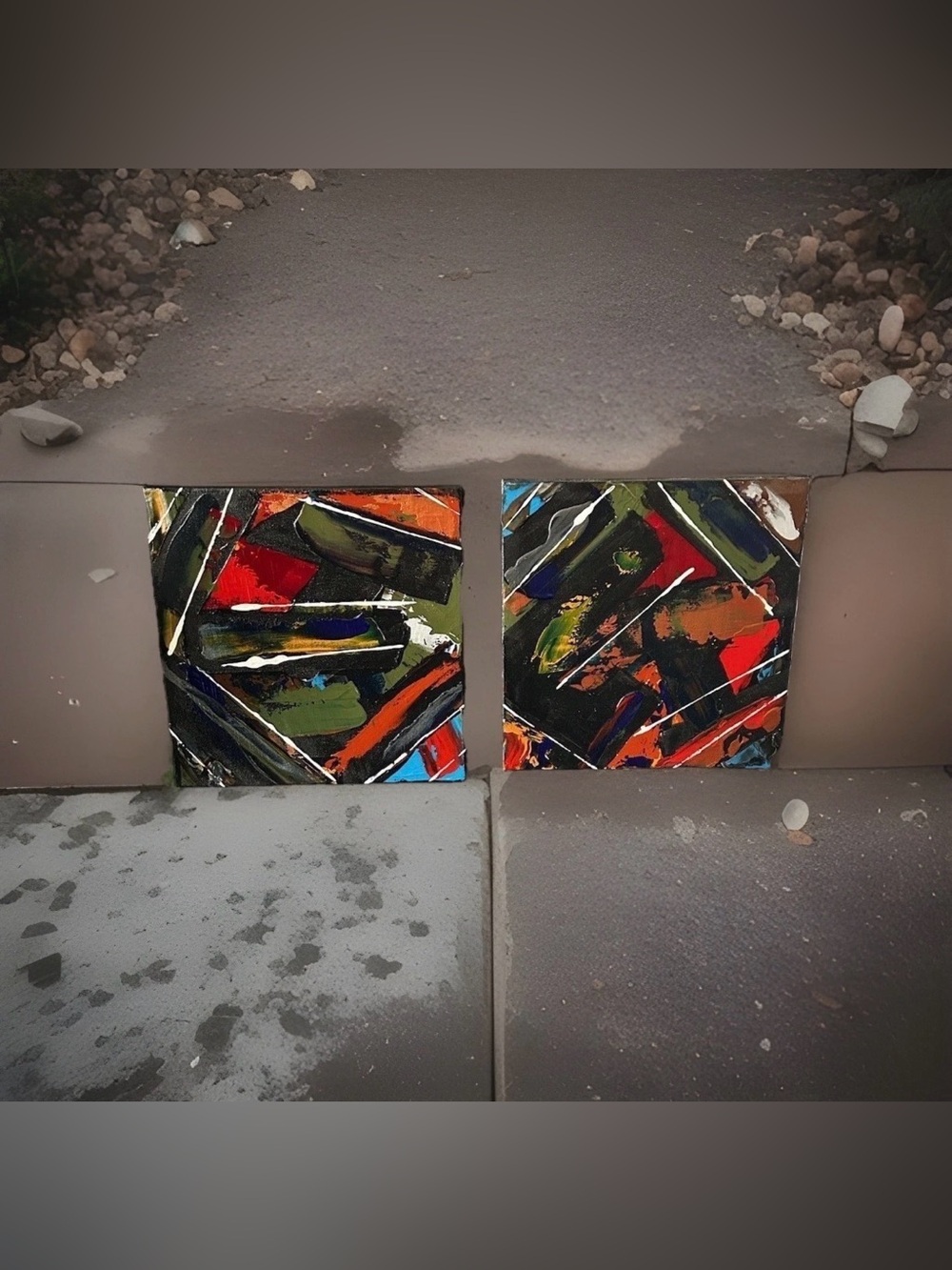 Original Acrylic Painting 2 Canvas Abstract Titled Rave Party Grunge Art